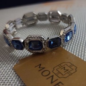 Monet blue crystal silver tone bracelet